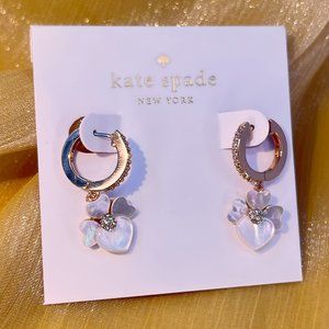 Kate Spade Precious Pansy Pavé Drop Mini Hoops